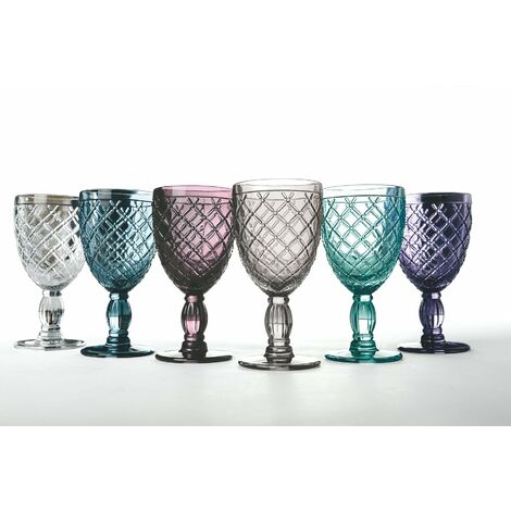 Bicchieri calici acqua bibite drink in vetro colorati set 6 calici