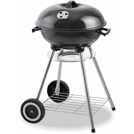 Barbecue A Carbone Sandrigarden SG 57K Sferico Con Termometro E Ruote – Diametro 57cm, Area Cottura 53cm, Nero