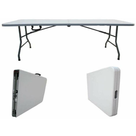 HomeZone, tavolo pieghevole da 1,8 m, bianco, resistente, per catering, feste in giardino, banchetti, per interni ed esterni, tavolo da cortile, 1,8 m, pieghevole e portatile