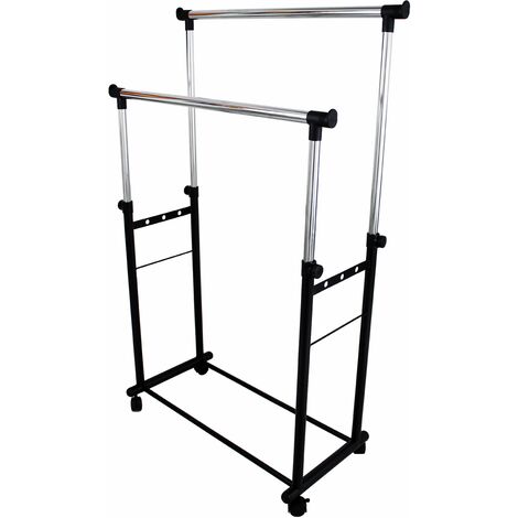 Stand appendiabiti doppio in acciaio con altezza regolabile 90/160 cm