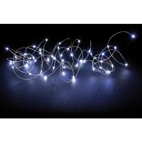 Catena luci per decorazioni natalizie 300 led bianco freddo per uso esterno  filo 30 metri