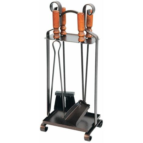 Set Di Attrezzi Per Camino, 5 Pezzi, Con Supporto A 4 Punte Pinze Paletta Per Cenere Spazzola Attizzatoio Per Caminetto Accessori Per Camino In Ferro Battuto Per Falo Nero P 010379783836