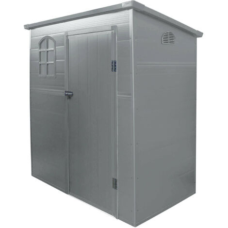 Casetta cottage monofalda da giardino porta attrezzi in resina effetto legno Chamonix Grigio Chiaro