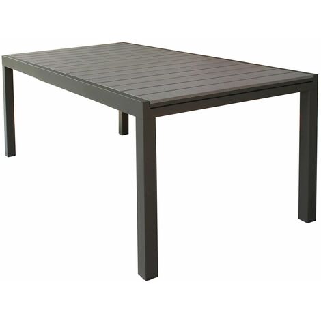 Tavolo estensibile da esterno 180/240 cm con struttura in alluminio e piano in polywood effetto legno in doghe - DarkGrey (1/5)