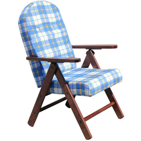 Poltrona relax da interno in legno posizioni con braccioli Blue