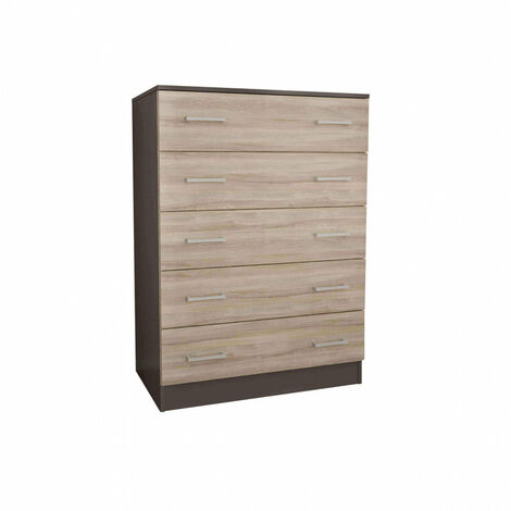 Cassettiera 80x45x110h cm da interno casa a 5 cassetti in legno nobilitato  bilaminato Linea Classic - SaddleBrown