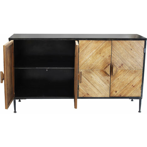 Mobile credenza madia da interno bar pub in acciaio e legno con 2 ante  scorrevoli e 13 ripiani Linea Industrial