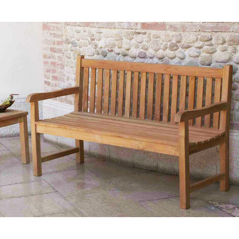 Panca 2 posti da esterno giardino in legno di teak con seduta e schienale in doghe Leya (1/3)