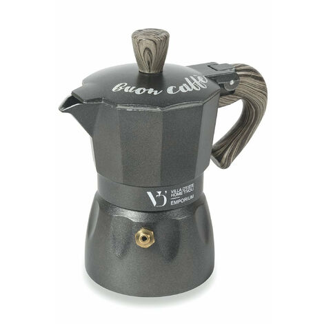 Caffettiera moka caffè tradizionale in alluminio manico effetto legno Buon  Caffè SìChef - 1 tazza