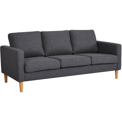 Divano 3 posti da interno in tessuto con struttura in legno Extra Life - DarkGrey