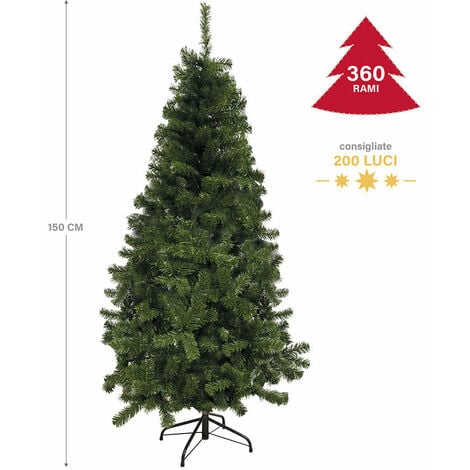 Albero di natale artificiale 240 cm in pvc e metallo verde SANTA CLAUS