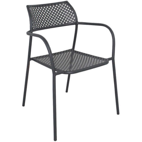 Sedia poltrona impilabile da giardino con struttura in acciaio e braccioli Tamigi - Black (1/5)