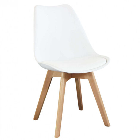 Sedia da interno in legno e materiale plastico con seduta imbottita Gary - White (1/5)