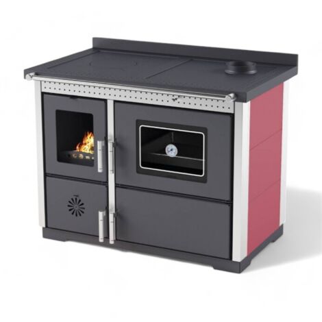 Stufa Cucina riscaldamento a Legna piano cottura in ghisa con Forno Struttura in acciaio Exclusive Inox