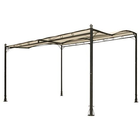 Gazebo 4x3 m in acciaio antracite con telo in poliestere grigio - Albury