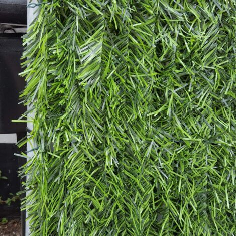 Siepe Artificiale Outsunny 12 Pannelli 50x50 Cm – Foglie Di Alloro In PE, Rete Estensibile, Frangivista Per Esterno, Resistente A Intemperie, Senza Manutenzione