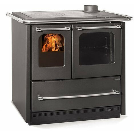 Stufa Cucina a legna in acciaio porcellanato con forno Easy Evo 2.0 -  black