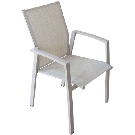 Poltrona sedia impilabile da esterno con struttura in alluminio e textilene Nilo - Beige (1/4)