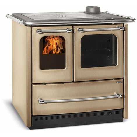 Stufa Cucina a legna in acciaio porcellanato con forno Easy Evo 2.0 - beige
