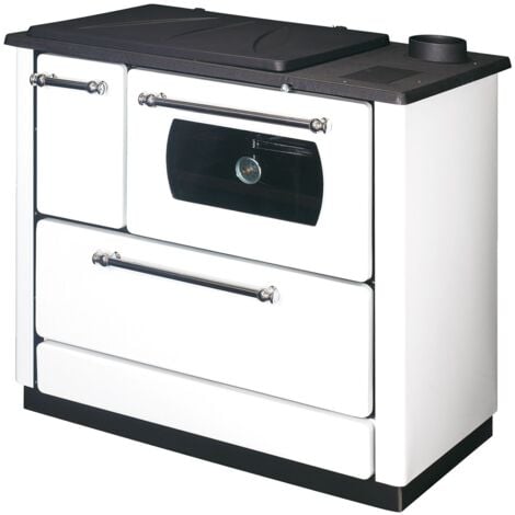 Stufa cucina riscaldamento a legna con forno struttura in acciaio 9,06 kW Popular -  Beige
