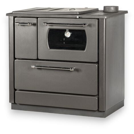 Stufa cucina riscaldamento a legna con forno struttura in acciaio 9,06 kW Popular -  Beige