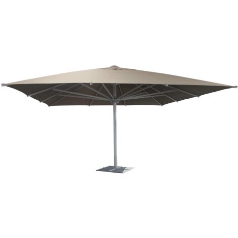Ombrellone grande da giardino 5x5 mt con palo centrale telescopico in alluminio e telo in poliestere Sagitta -  White
