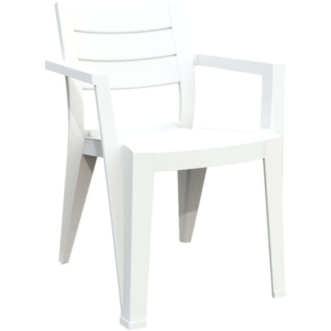 Poltrona sedia in resina effetto legno da giardino Keter Julie -  White (1/5)