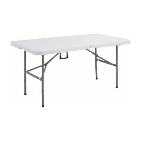 Gardeness Tavolo Pieghevole Bianco 150x70x74 Cm - Acciaio E Plastica, Per Giardino E Casa