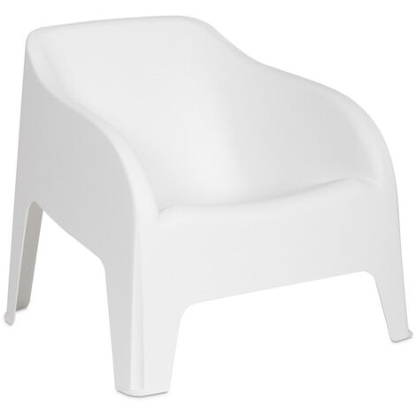 Poltrona sedia elegante impilabile in resina da giardino effetto liscio Toomax Petra -  Bianca