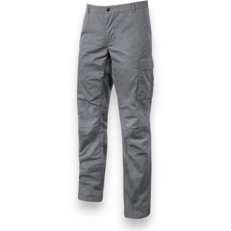 Pantalone da lavoro grigio effetto consumato delave con tasche multiple tessuto elasticizzato rinforzato slim fit - L (1/5)