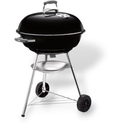 Barbecue rotondo a carbone con ruote e griglia in acciaio cromato original Weber compact kettle - Ø47 cm