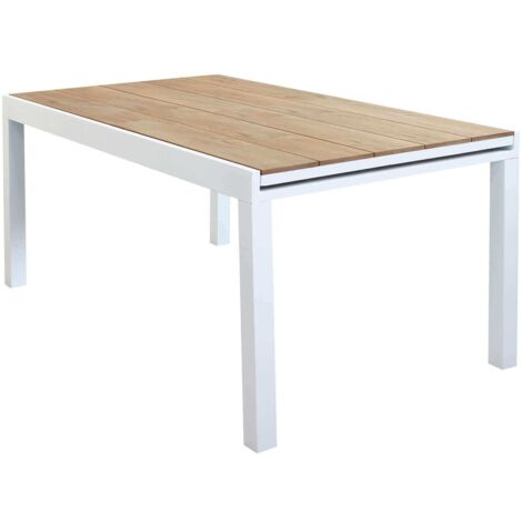 Tavolo estensibile da esterno 160/240 cm con struttura in alluminio e piano in polywood effetto legno Antares -  White