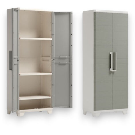 Armadio tuttopiani in resina da esterno a 2 ante effetto legno chiudibili con lucchetto Linear Wood Keter