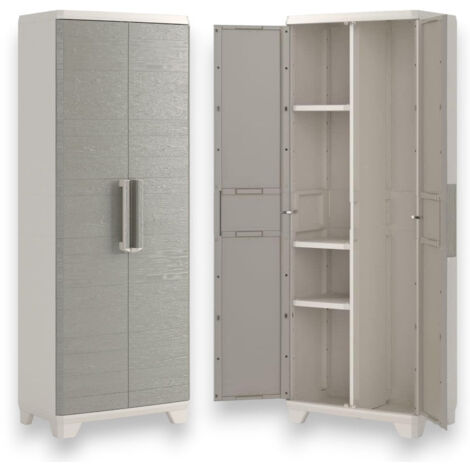 Armadio portascope in resina da esterno a 2 ante effetto legno chiudibili con lucchetto Linear Wood Keter (1/3)