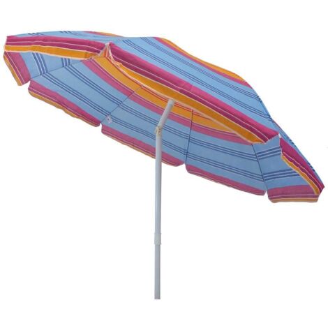 Ombrellone Da Spiaggia Pierre Cardin Linea Haiti Portofino – Tessuto Cotone Bicolore, Palo In Acciaio, Diametro 200 Cm – Colore Celeste