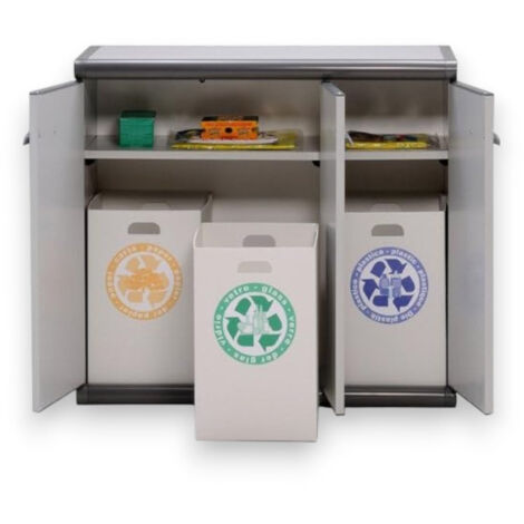 Armadio basso per secchi raccolta differenziata 3 ante in resina scik cm 93,6x39x86h (1/2)