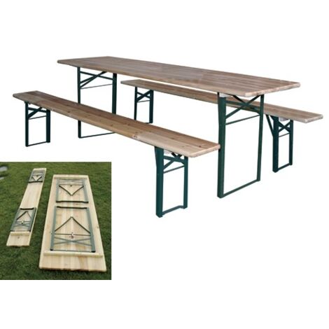 Set Birreria tavolo con panche chiudibili a 2 gambe 200x80xH76cm Garden Deluxe Collection