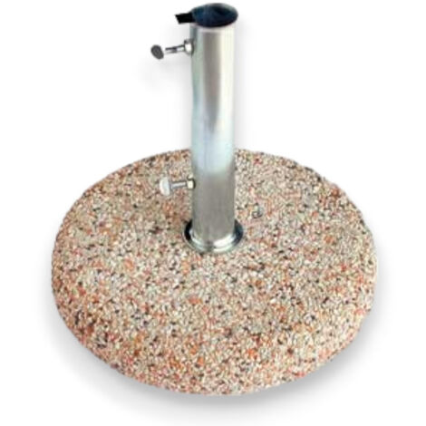 Base tonda per ombrellone in graniglia con tubo centrale in metallo - Ø 55 cm - Tubo Ø 55/52 mm - 35Kg (1/5)