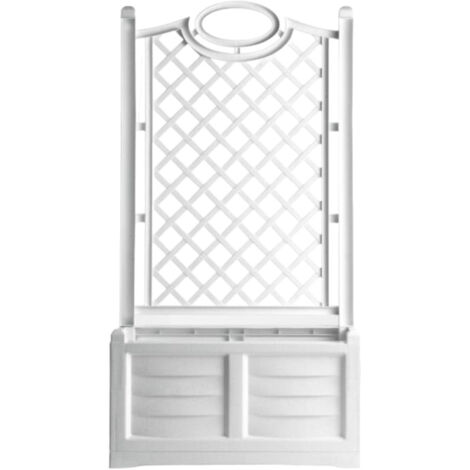 Fioriera in resina con pannello grigliato con vaso 80x42,5xH150 cm - Bianco (1/5)