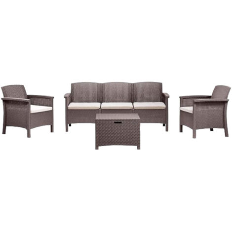 PAFEN Set 2 Vasi Da Giardino In Plastica Effetto Rattan – 37 Litri, Altezza 75,5 Cm, Con Inserti, Per Esterno E Interno, Colore Caffè