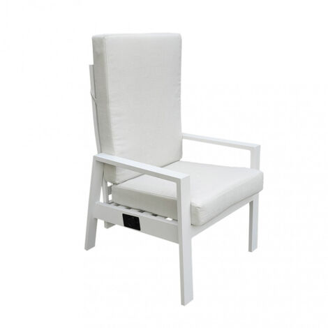 Poltrona da giardino in alluminio bianco con cuscini imbottiti e schienale reclinabile Nixa (1/5)