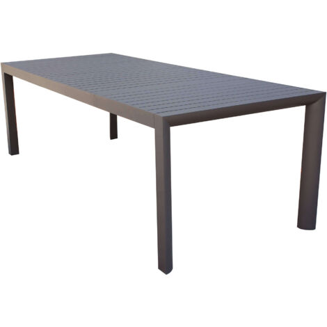 Tavolo estensibile 160/240 cm da giardino con struttura in alluminio e piano con doghe orizzontali Abraham -  Tan (1/5)