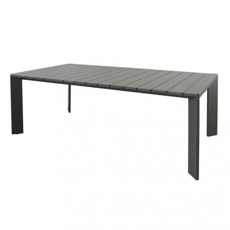 Tavolo fisso da esterno giardino in alluminio antracite 200x100 cm con piedini regolabili Malen