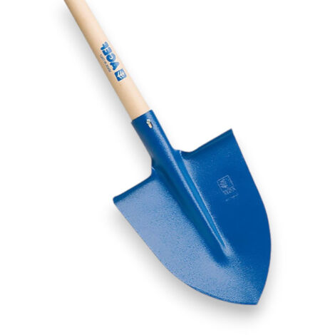 Vanga punta temprata acciaio verniciato blu con manico in faggio cm 120 per giardinaggio e lavori pesanti