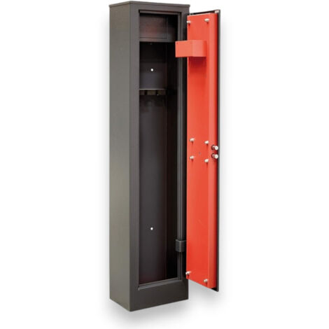 Armadio portafucili con tesoretto struttura acciaio predisposizione ancoraggio parete chiusura catenacci serratura sicurezza - 43x30xH145 cm - 8 posti (1/5)