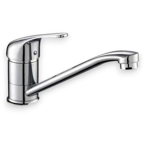 Rubinetto miscelatore monocomando per lavello bagno in ottone cromato (1/5)