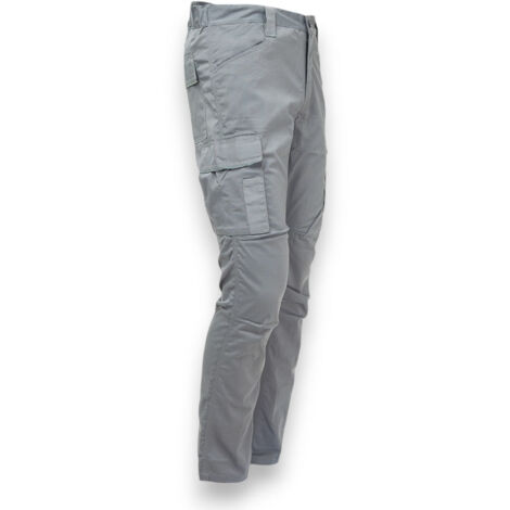 Pantalone cargo slim fit elastico in vita tasche multifunzionali rinforzate ginocchia preformate tessuto resistente grigio - M (1/2)