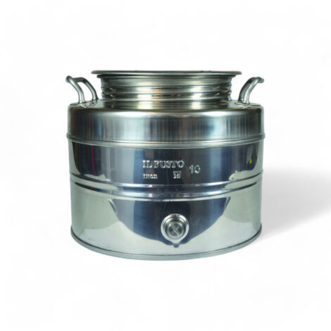 Fusto acciaio inox per olio con maniglie tappo a vite e predisposizione rubinetto - 30 lt