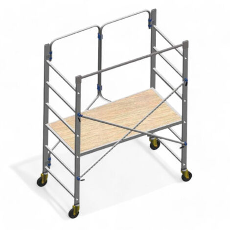 trabattello pieghevole in alluminio altezza 198 cm con ruote freno e snodo chiudibile carico massimo 150 kg piano lavoro ampio