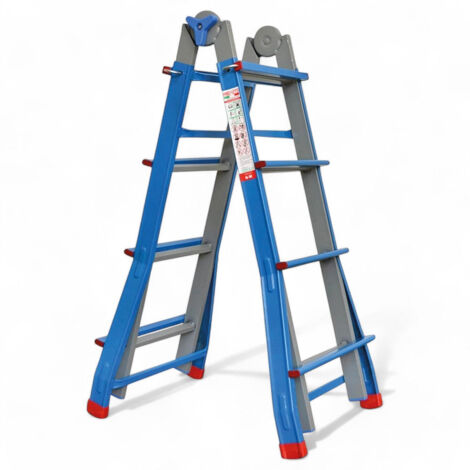 Scala multiuso in alluminio con gradini richiudibile versatile resistente per lavori interni ed esterni casa ufficio officina - 5+5 gradini